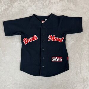 Vintage‎ Star Wars Darth Maul Movie Baseball Jersey Shirt Boys 12 Black Preowned